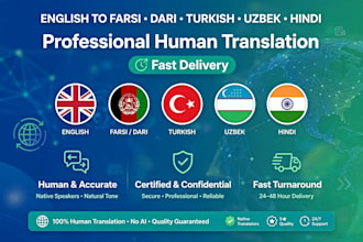 translate english to farsi dari turkish uzbek and hindi accurately