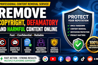 remove copyright, defamatory post and harmful content online by dmca takedown