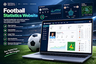 build football statistics website with data dashboards and analytics