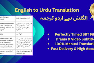 do professional english to urdu translation and subtitling