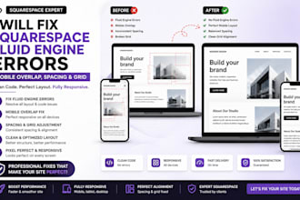 fix squarespace fluid engine errors, mobile overlap, spacing and grid