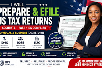 prepare and efile US tax returns for individual and business 1040 1120 1065