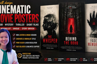 design a unique minimalist movie poster for horror and mystery films