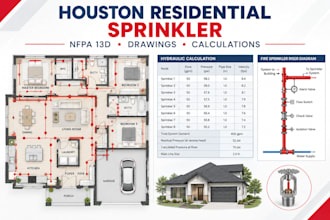 design houston residential nfpa 13d fire sprinkler drawings and calculations