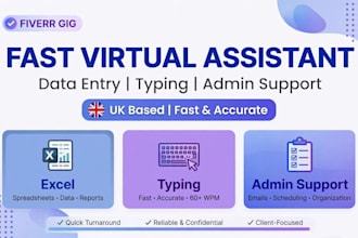 be your fast virtual assistant for data entry and admin support