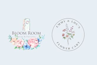 create a unique luxury boho floral feminine flower  design logo
