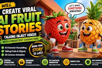 create viral ai fruit stories, talking object videos with consistent characters