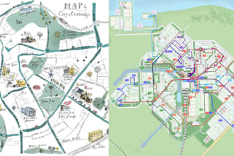 design custom vector map, city map, visual map illustration or tourist svg map