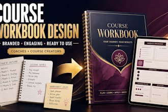 design a professional workbook for your course or coaching program