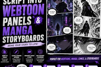 convert your script into webtoon panels and manga storyboards