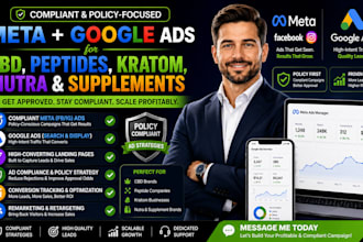 run compliant meta and google ads for cbd peptides kratom and nutra
