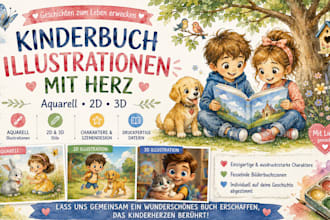 aquarell kinderbuchillustration für kinderbuch geschichtenbuch buchillustration