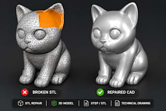 repair stl files, design prototypes and create patent product drawings