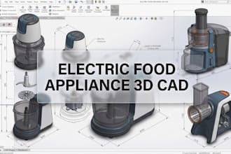 3d cad modelling of electric food chopper, juicer, grater and mincer solidworks