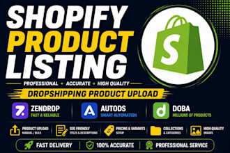 do shopify product listing, zendrop autods doba dropshipping product uploading