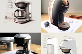 design a modern smart coffee maker and machine product