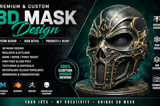 create a custom 3d mask modeling for cosplay props and 3d printing