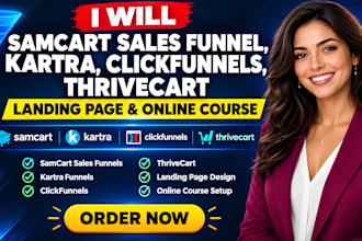 samcart sales funnel, kartra clickfunnels, thrivecart landing page online course