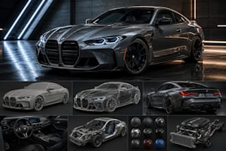 3d car model automotive vehicle design 3d rendering for game or 3d printing