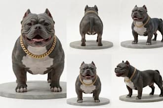 realistic custom dog likeness model dog photo 3d pet figurine sculpture memorial