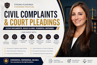 draft civil complaints answers counterclaims and court pleadings