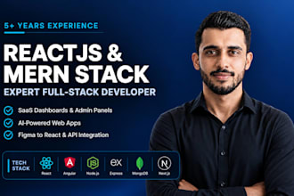 develop web, saas app as full stack developer, mern, reactjs, nodejs, next, mean