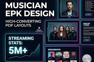 design a modern epk or media kit for musicians, djs, and bands