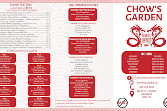 design professional brochures, takeaway menus, posters and ads