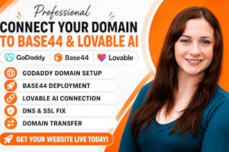 connect goddady domain to base44, lovable, base44 expert, base44 integration