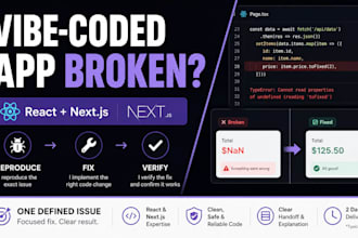 fix one issue in your vibe coded react or next js app
