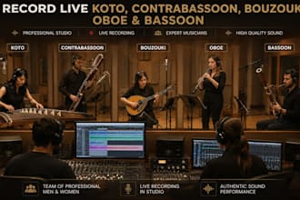 record live koto, contrabassoon, bouzouki, oboe and bassoon
