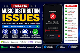 fix music distribution issues, rejected releases, metadata and artist profile