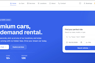 develop a car rental booking website with nextjs and react