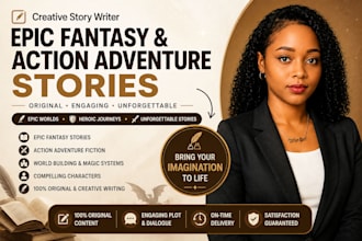write epic fantasy and action adventure fiction stories story writer creative