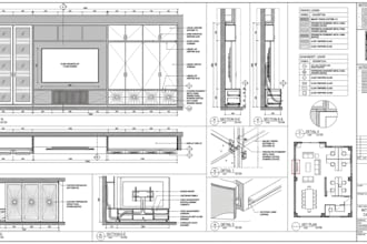 draft detailed shop drawings for cabinetry, furniture, millwork and joinery