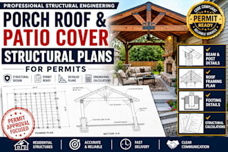 design structural plans for porch roof and patio cover permits