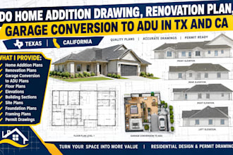 do il and wa renovation plan, remodeling garage conversion and elevation drawing