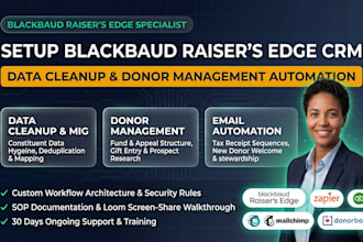 set up blackbaud raiser s edge donor management data cleanup CRM support