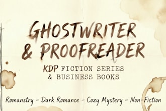 ghostwrite or proofread your KDP fiction series