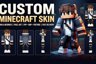 create quality minecraft skin, pixel art skin for java, bedrock and pvp