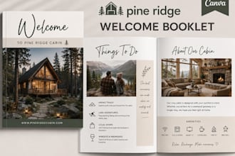 create canva welcome airbnb welcome book guest guide, house manual guide book