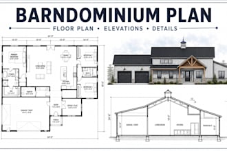 create barndominium plan, pole barn, barn house and barndo floor plan