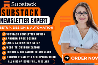 setup substack newsletter landing page website and substack automation