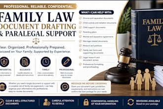 draft a divorce family law child custody child support marriage and paralegal