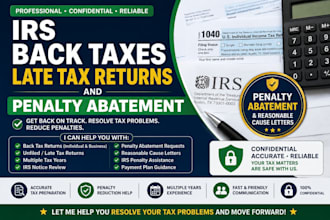 prepare irs back taxes,  late tax returns and penalty abatement