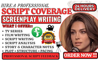 write screenplay analysis, script notes and story development for film and TV