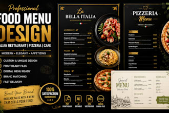 design a restaurant food menu, digital menu board, price list