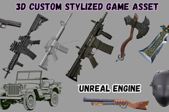 edit, upload and create 3d custom game asset weapon design asset packs gun model