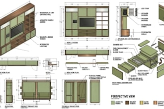 design woodworking plans, detailed furniture drawings and cutting lists