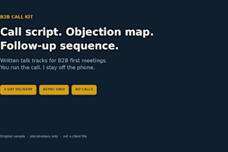 write a b2b sales call script objection map and followup sequence